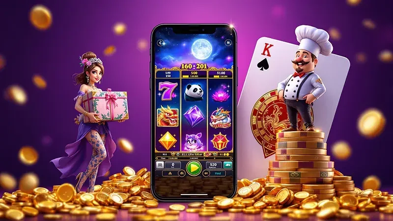 Tampilan slot mobile dengan reel berwarna
